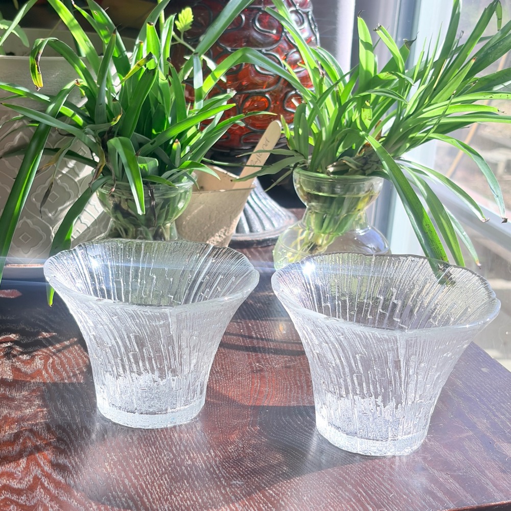 Lasisepat Mantsala Finland Glass Candle Holder Set Bowl Clear Pertti Kallioinen